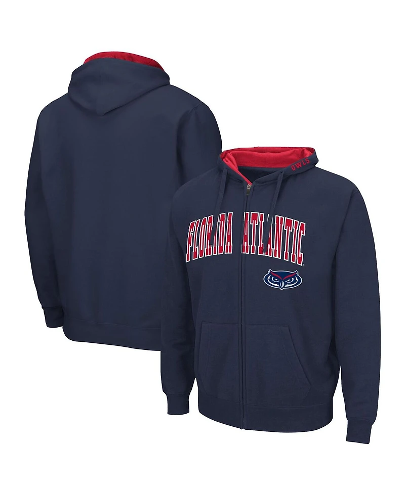 Colosseum Men's Navy Florida Atlantic Owls Arch Logo 3.0 Full-Zip Hoodie