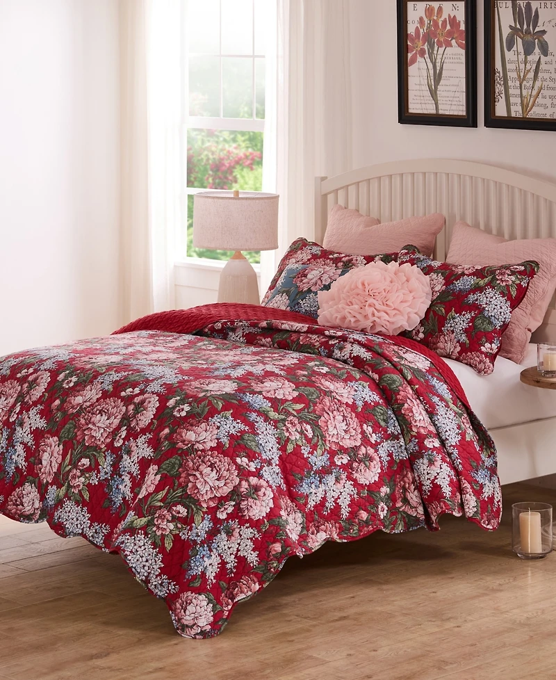 Greenland Home Fashions Millie Modern Floral Print 3-Pc. Quilt Set, King