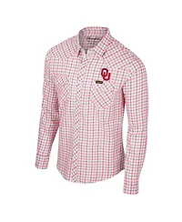 Colosseum x Wrangler Men's White Oklahoma Sooners Plaid Windowpane Long Sleeve Full-Snap Shirt