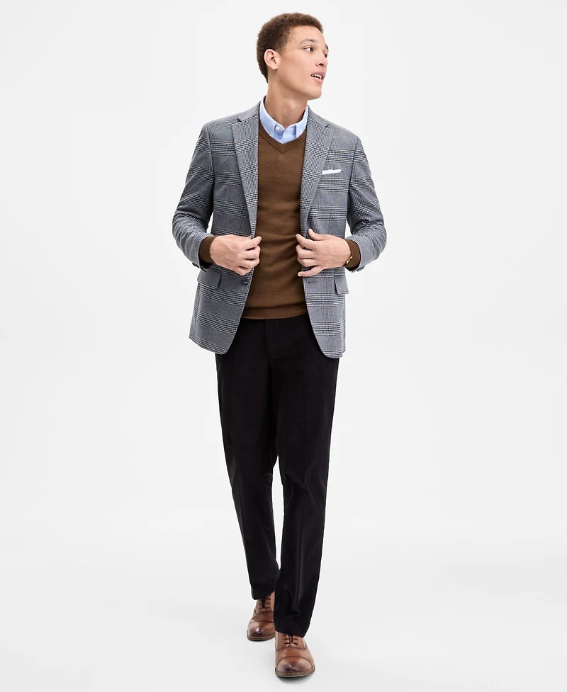 Tommy Hilfiger Men's Modern-Fit Gray & Brown Plaid Sport Coat