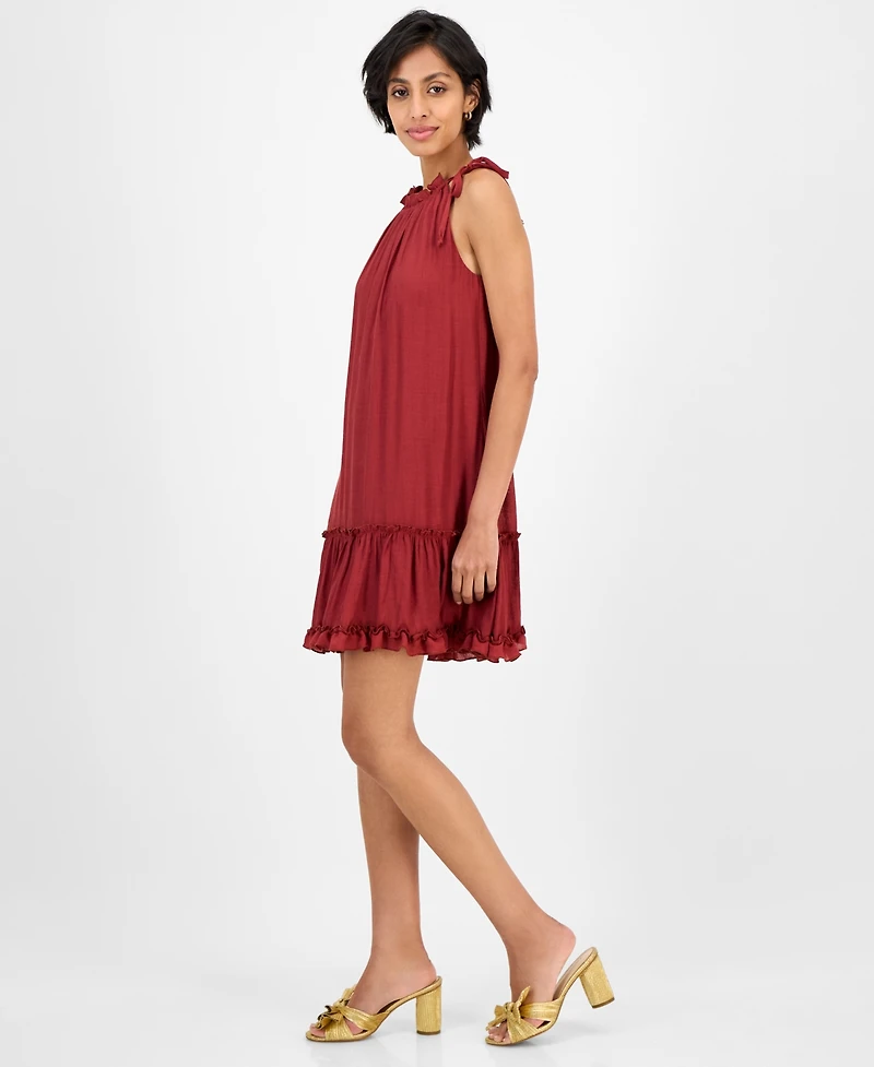 Robbie Bee Women's Tiered-Ruffle-Trim A-Line Sleeveless Dress