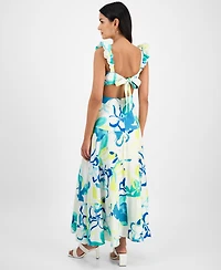 Rachel Roy Women's Printed Ruffle-Sleeve Dress