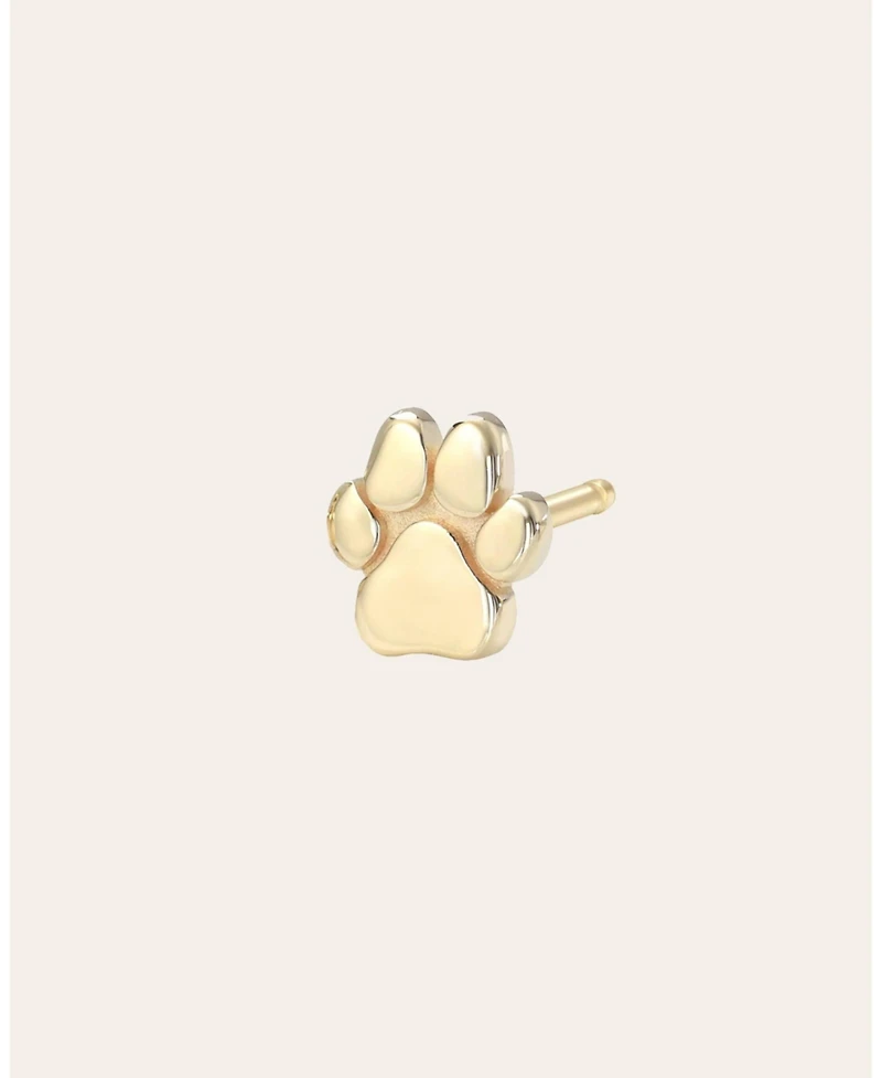 14k Gold Tiny Paw Stud Earring (single)