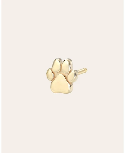 14k Gold Tiny Paw Stud Earring (single)