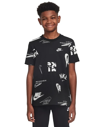 Nike Big Kids Sportswear Printed Cotton T-Shirt