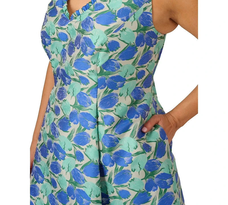 Adrianna Papell Plus Size Tulip Jacquard Sleeveless Dress