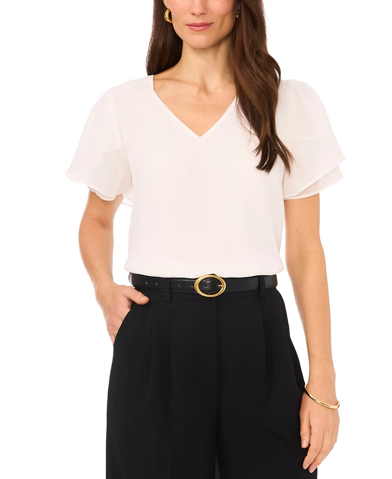 Vince Camuto Women's V-neck Tulip Sleeve Blouse