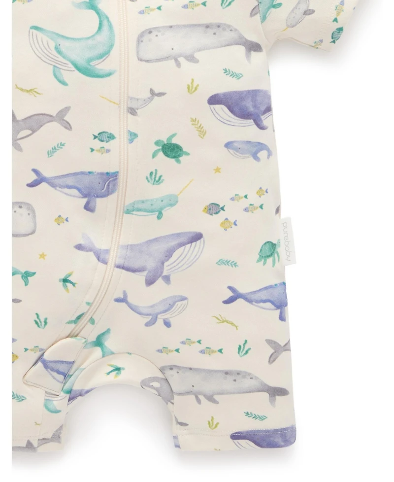 Purebaby Baby Boys Short Sleeve 2 Pack Zip Coverall
