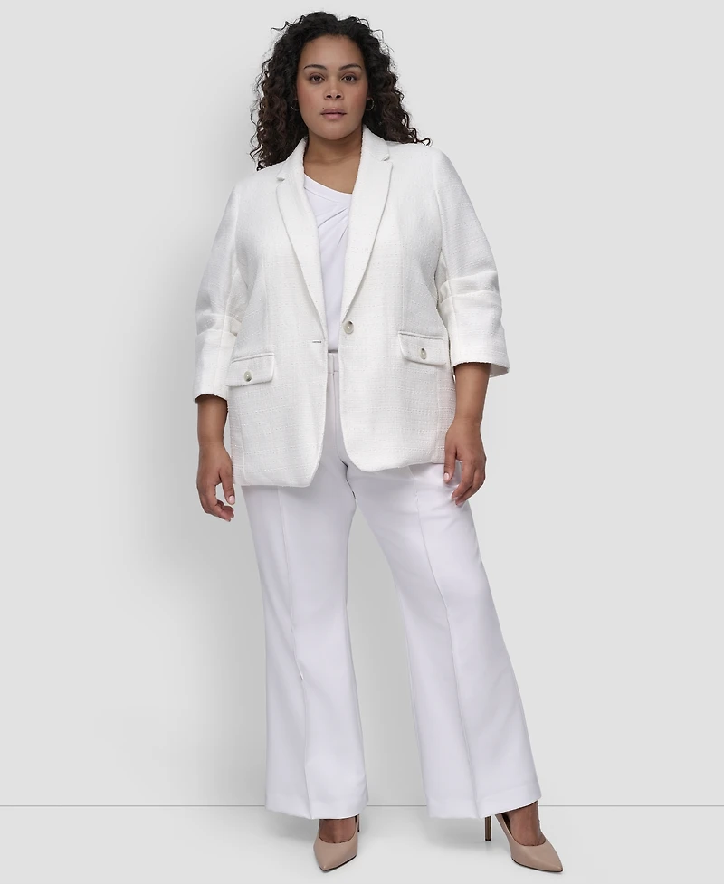 Dkny Plus Ruched-Sleeve One-Button Blazer