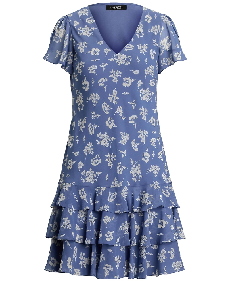 Lauren Ralph Women's Floral Georgette Drop-Waist Dress