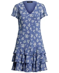 Lauren Ralph Women's Floral Georgette Drop-Waist Dress