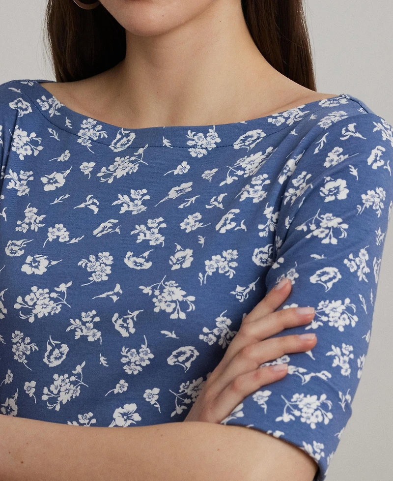 Lauren Ralph Women's Floral Stretch Cotton Midi Dress