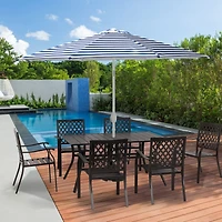 Aoodor Patio Dining Table for 6 People, 59"L x 38"W Rectangular Metal Outdoor Dining Table with Adjustable Umbrella Hole
