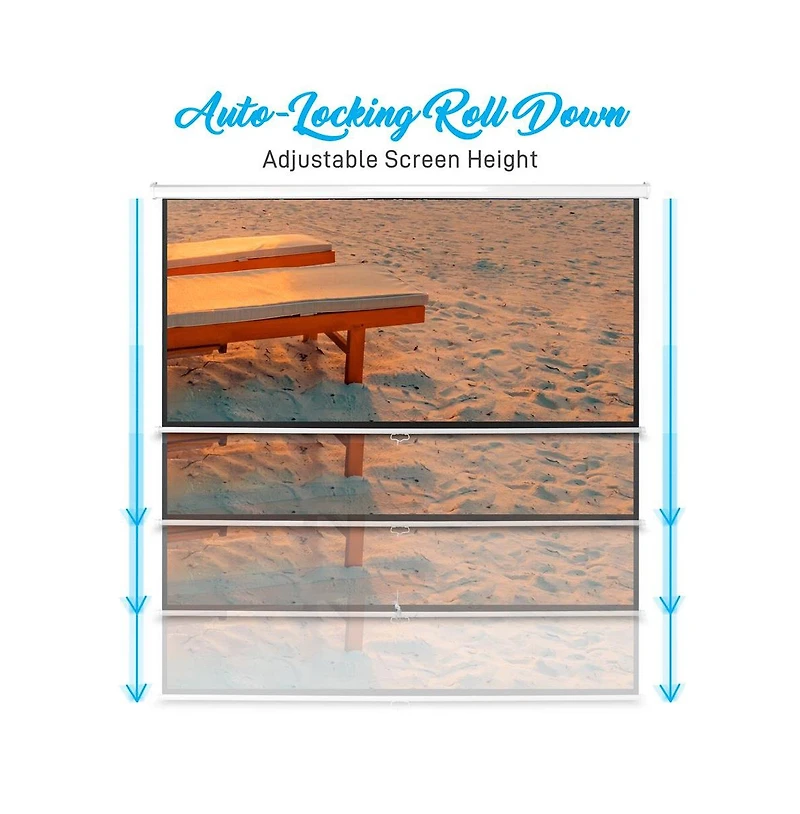 Pyle Universal 100-Inch Roll-Down Manual Projection Screen – Matte White (59.8" x 79.9")