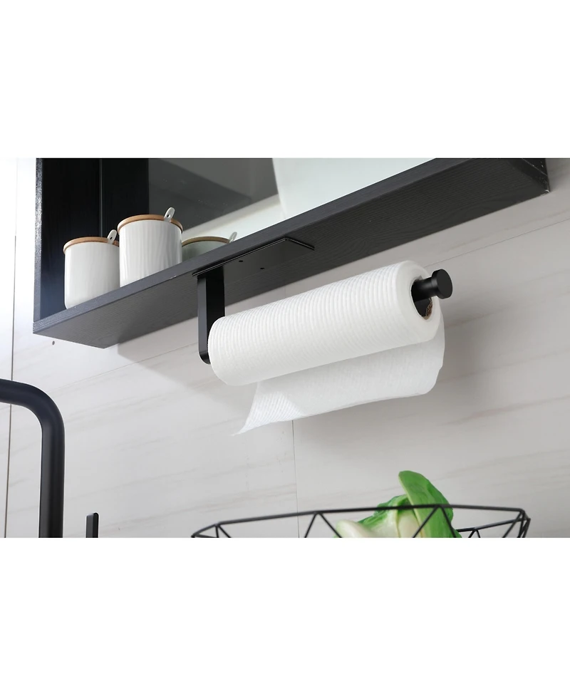 2 Pack Paper Towel Holder Wall Mount, Black Paper Towel Holder Under Cabinet, Self Adhesive Paper Towel Holders, Kitchen Towel Holder for Kitchen Orga