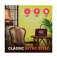 Pyle Retro Classic-Style Bluetooth Radio Speaker – Am/Fm, Usb & Sd Playback