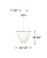 Possini Euro Design Muir 20 1/2" Modern Pendant Ceiling Light Fixture Dining Room Over Table Hanging Led Clear Sanded Gold Finish