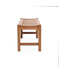 LuxenHome Natural Solid Wood 47.2-Inch Long Rectangle Sloping Seat Outdoor Bench