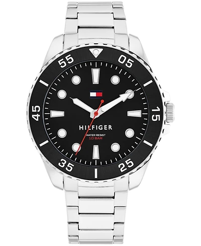 Tommy Hilfiger Men's Quartz Silver-Tone Stainless Steel Bracelet Watch, 42mm