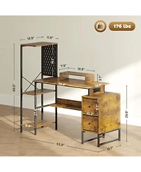 Homcom 56" Computer Desk with Led Lights, Home Office Desk,