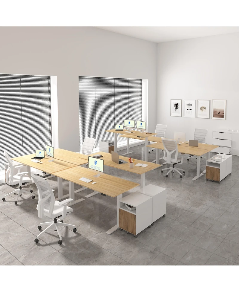 Flexispot E7-commercial 72 W Electric Adjustable Standing Desk, Bamboo Top, White Base