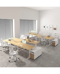 Flexispot E7-commercial 72 W Electric Adjustable Standing Desk, Bamboo Top, White Base