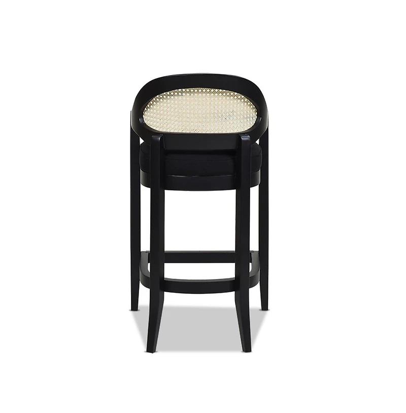 Mid-Century Modern 26" Counter Stool, 1PK Cane Back Bar Chair, Solid Oak Frame for Kitchen Island & Home Bar-The Pop