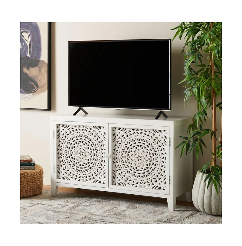 Raelie 2 Shelf 2 Door Media Stand