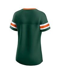 Fanatics Women's Green Miami Hurricanes Iconic Athena Lace-Up T-Shirt