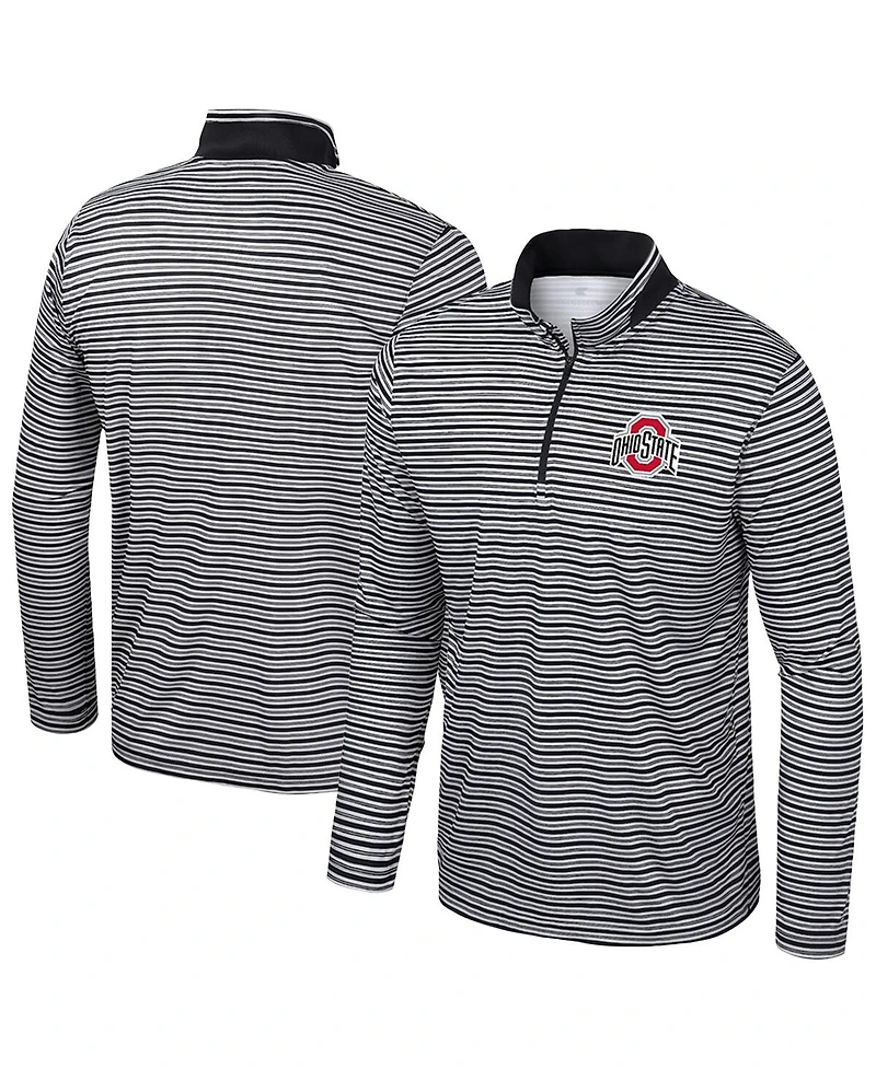 Colosseum Men's Black Ohio State Buckeyes Striped Quarter-Zip Sweatshirt