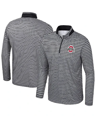 Colosseum Men's Black Ohio State Buckeyes Striped Quarter-Zip Sweatshirt