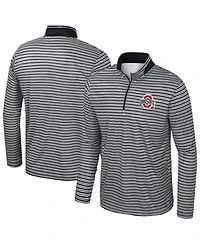 Colosseum Men's Black Ohio State Buckeyes Striped Quarter-Zip Sweatshirt