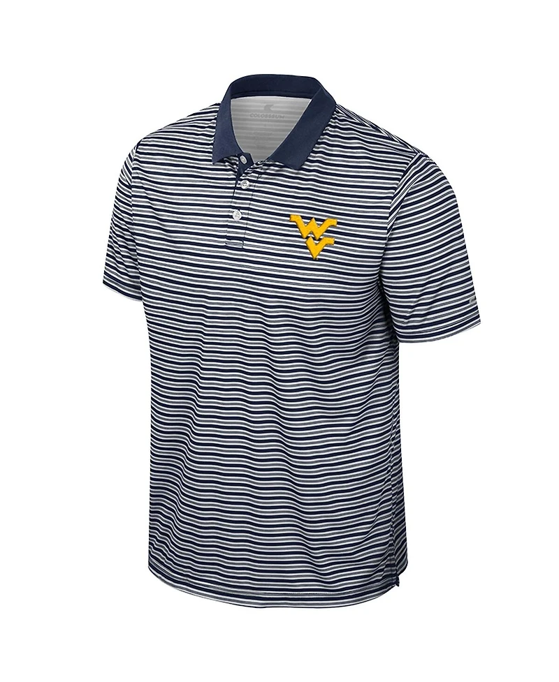 Colosseum Men's Navy West Virginia Mountaineers Striped Polo Shirt
