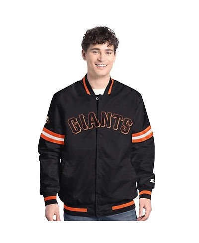 Starter Men's Black San Francisco Giants Scout Full-Snap Varsity Jacket