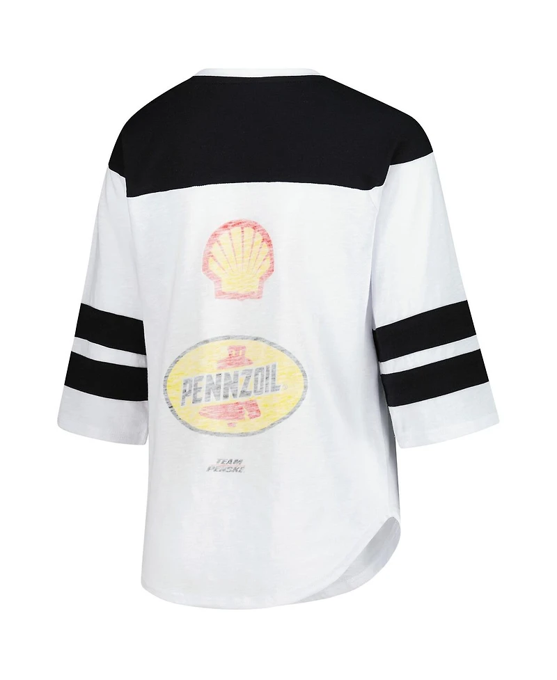 Starter Women's White Joey Logano Grand Slam 3/4-Sleeve T-Shirt