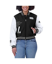 Wear by Erin Andrews Women's Black/White Nfl Varsity Full-Zip Jacket