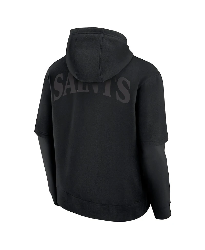 Fanatics Men's and Women's Black New Orleans Saints Sleek Elements Pullover Hoodie