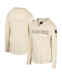 Colosseum Women's Cream Texas Tech Red Raiders Oht Military Appreciation Casey Raglan Long Sleeve Hoodie T-Shirt