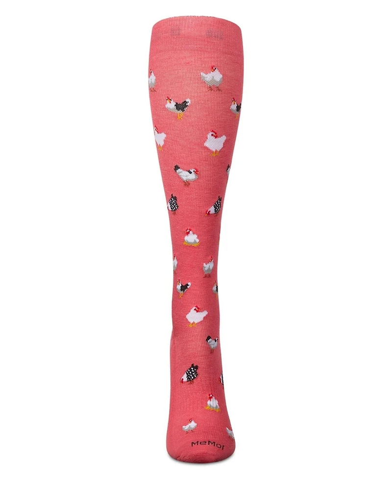 MeMoi Women's Roosters 8-15 mmHg Graduated Compression Socks MFY08994