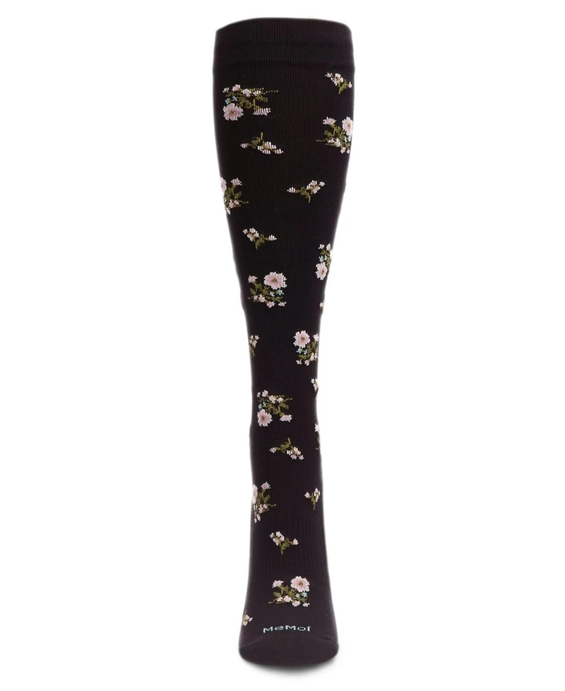 MeMoi Women's Ditsy Floral Nylon 15-20mmHg Graduated Compression Socks UOY07414