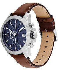 Tommy Hilfiger Men's Multifunction Brown Leather Strap Watch, 43mm