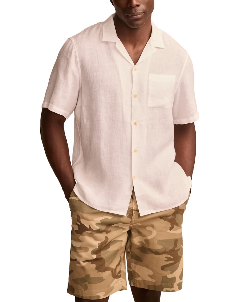 Lucky Brand Men's Linen Short Sleeve Camp Collar Shirt