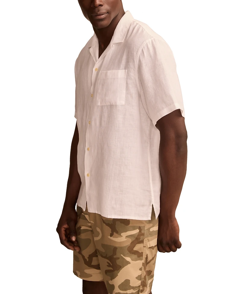 Lucky Brand Men's Linen Short Sleeve Camp Collar Shirt