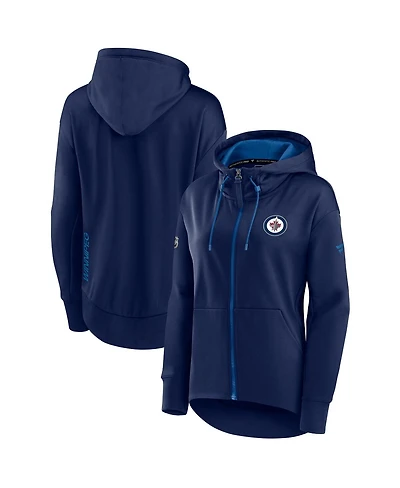 Fanatics Women's Navy Winnipeg Jets Authentic Pro Rink Full-Zip Hoodie