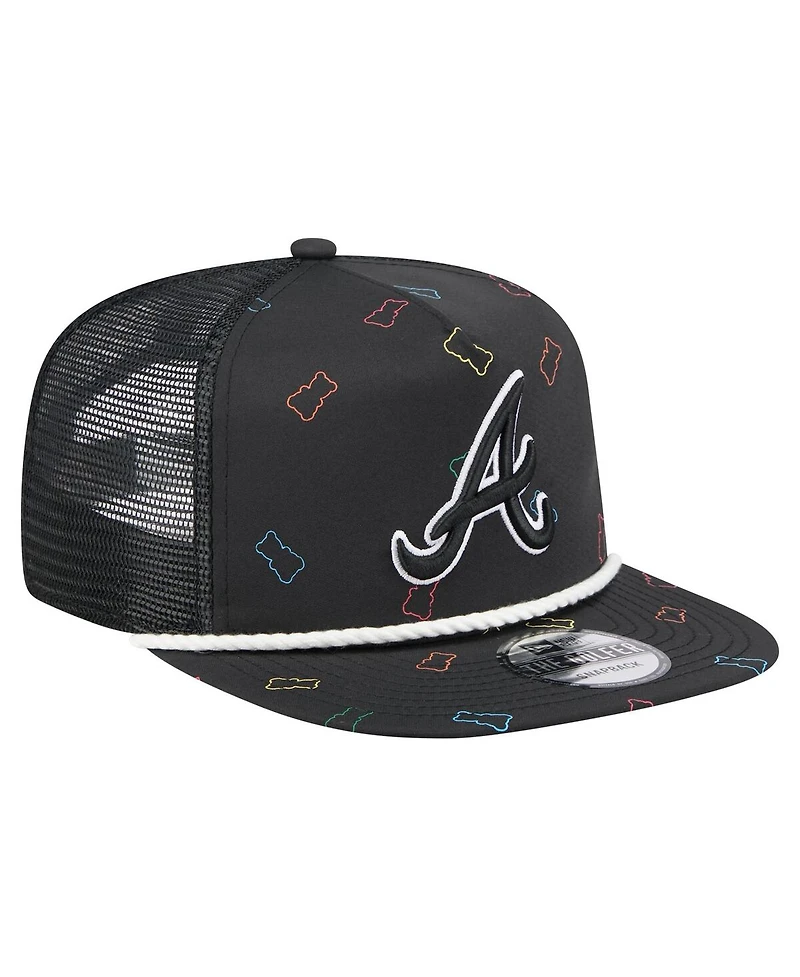 New Era Men's Black Atlanta Braves Gummy Golfer Trucker Adjustable Hat