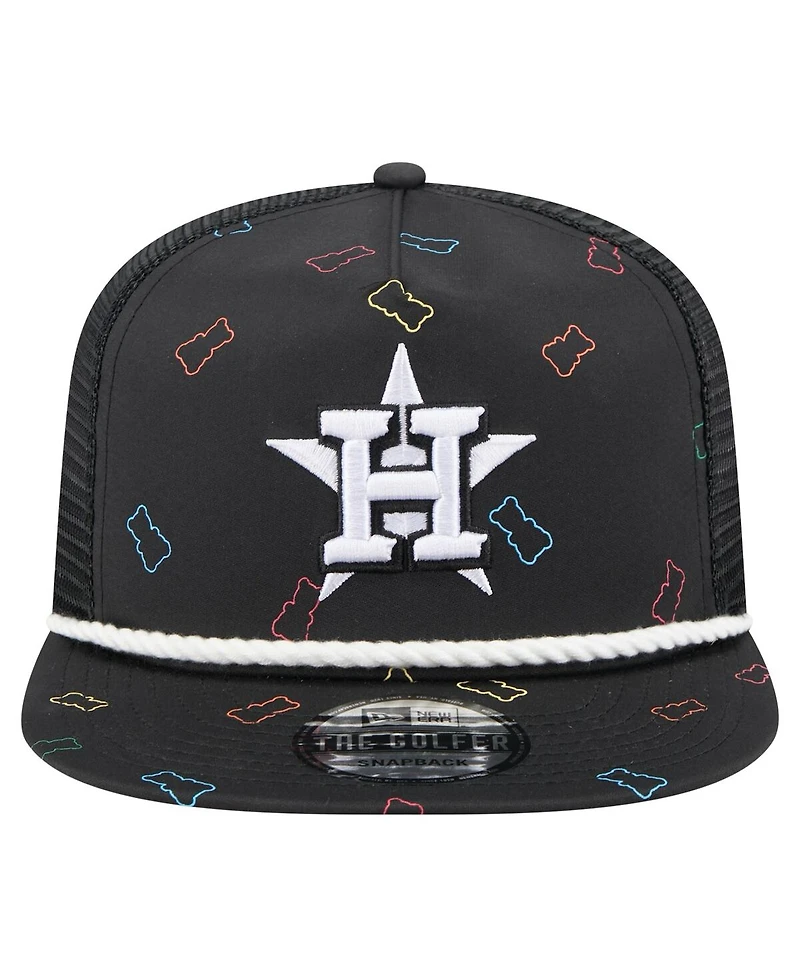 New Era Men's Black Houston Astros Gummy Golfer Trucker Adjustable Hat
