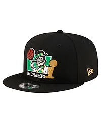 New Era Men's Black Boston Celtics Lucky 18x Champs 9FIFTY Snapback Hat