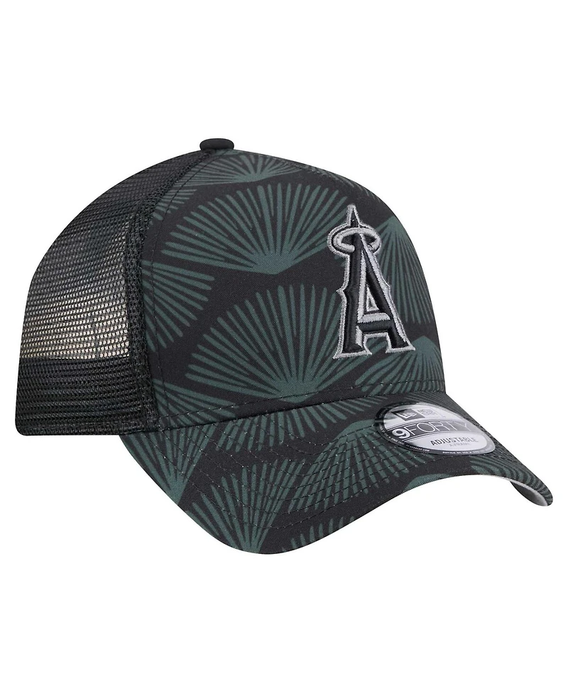 New Era Men's Black Los Angeles Angels 9FORTY A-Frame Trucker Adjustable Hat