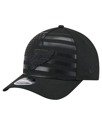 New Era Men's Black Detroit Red Wings Game Day Stealth Flag 9FORTY A-Frame Adjustable Hat