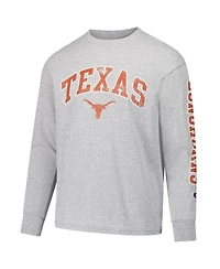 Champion Big Boys and Girls Gray Texas Longhorns Distressed Arch Over Logo Long Sleeve T-Shirt